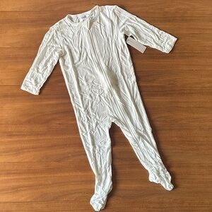 Minimalist Soft Modal White Zip Front Kids One Piece Size 12M